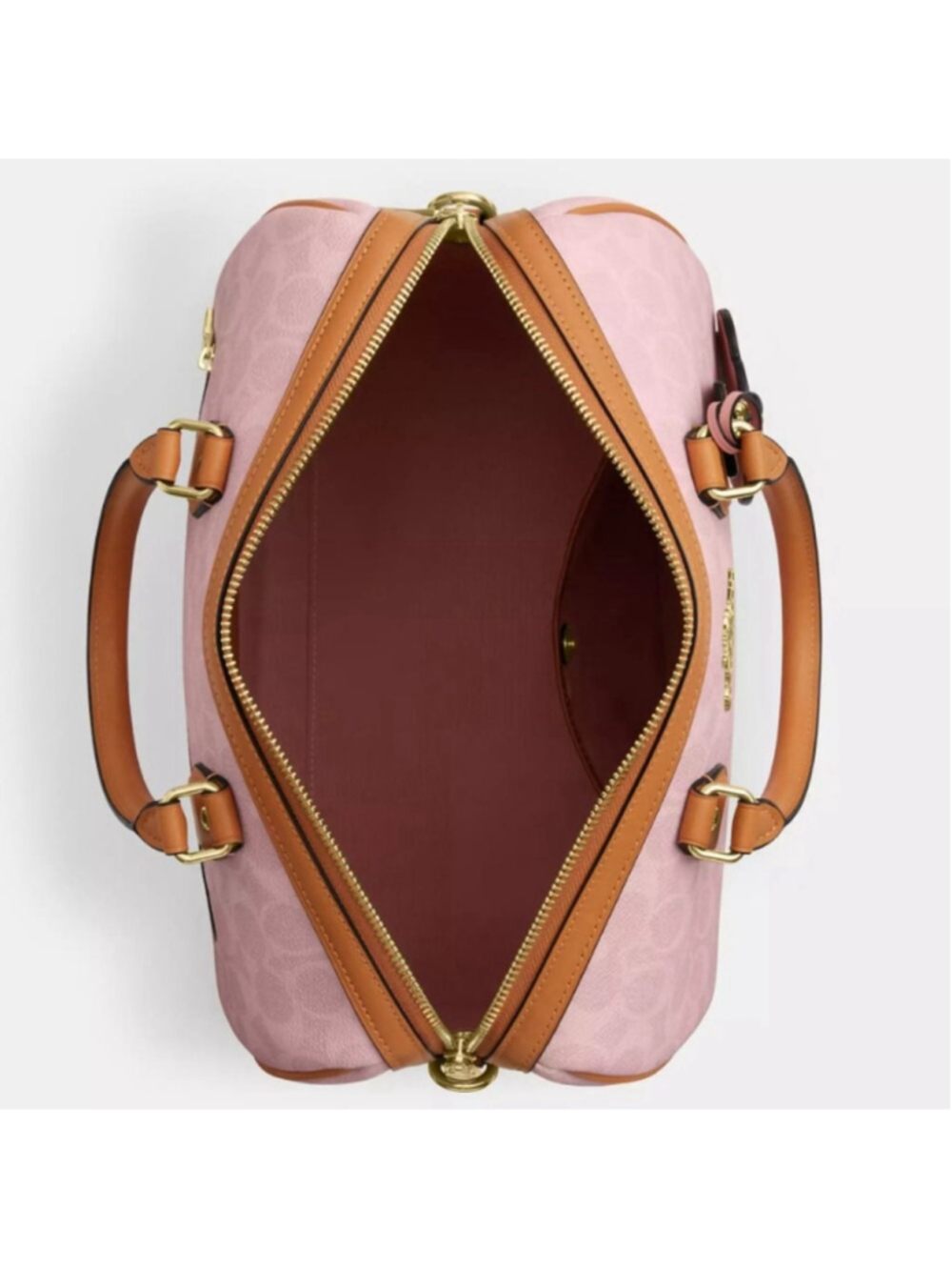 NEW Authentic Coach Large Rowan Satchel In Pink Signature Canvas With Charms NWT - Picture 3 of 12